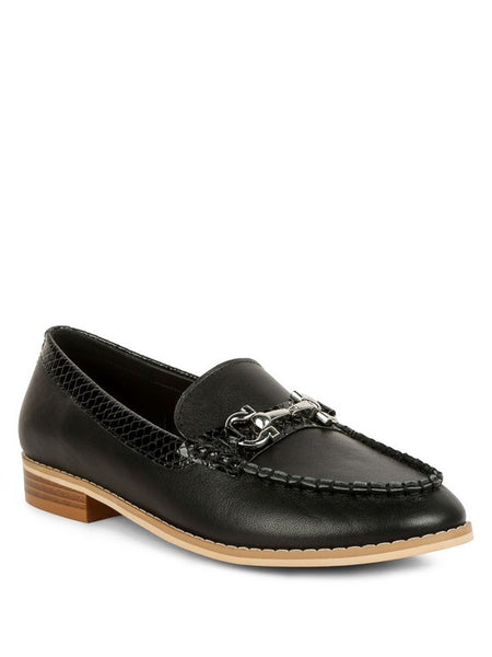 black Chic women's horsebit loafers with hardware in black leather by Babe Beachwear
