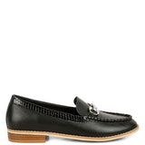 Chic women's horsebit loafers with hardware in black leather by Babe Beachwear
