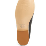 Sole view of chic women's horsebit loafers with hardware by Babe Beachwaer in black leather
