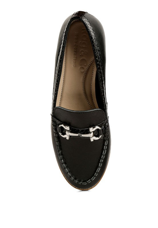 Chic women's horsebit loafers with hardware in black from Babe Beachwear
