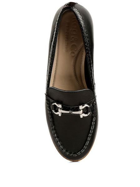 Chic women's horsebit loafers with hardware in black from Babe Beachwear