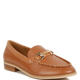 brown Chic women's horsebit loafers with hardware in tan leather by Babe Beachwear