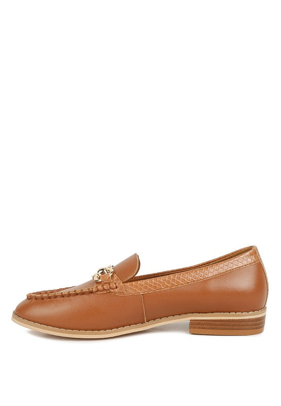 Chic women's horsebit loafers with hardware in tan leather by Babe Beachwear