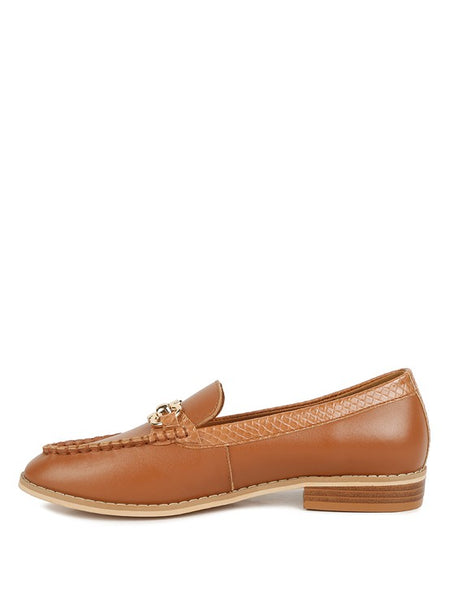 Chic women's horsebit loafers with hardware in tan leather by Babe Beachwear