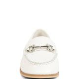 Chic women's horsebit loafers with hardware in white leather from Babe Beachwear front view
