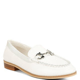 beautiful Chic women's horsebit loafers with hardware in white leather by Babe Beachwear