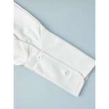 Close-up of white cuff with buttons on Classy Long Sleeve Romper by Trendsi