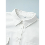 Trendsi Classy Long Sleeve Romper close-up of white collar and buttons with pocket detail
