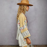 Boho patchwork kimono from Ray Edge Lightweight Floral Dream collection for a chill vibe
