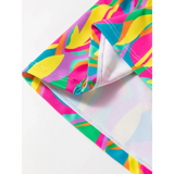 Close-up of colorful highwaisted bikini for women with vibrant multicolor abstract pattern by Trendsi