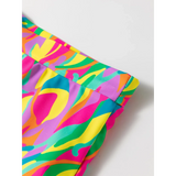 Close-up of colorful highwaisted bikini for women with vibrant abstract pattern by Trendsi