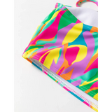 Close-up of colorful highwaisted bikini for women by Trendsi with vibrant abstract pattern