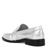 Babe Beachwear silver comfortable slip-on loafers for travel with black sole and low heel