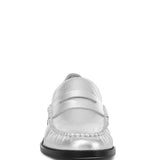 Silver Babe Beachwear comfortable slip-on loafers for travel with black sole front view