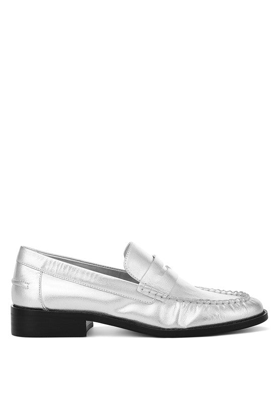 Babe Beachwear silver metallic comfortable slip-on loafers for travel with black sole