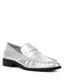 Babe Beachwear silver comfortable slip-on loafers for travel with stitched detailing and black sole