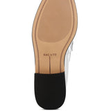Sole view of Babe Beachwear comfortable slip-on loafers for travel with black heel grip and stitched detailing