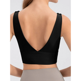 Babe Beachwear black active tank with deep V-back design comfortable summer exercise tank