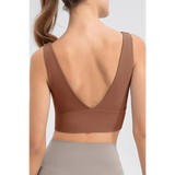 Babe Beachwear comfortable summer exercise tank in brown with low back design for active wear