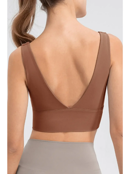 Babe Beachwear comfortable summer exercise tank in brown with low back design for active wear