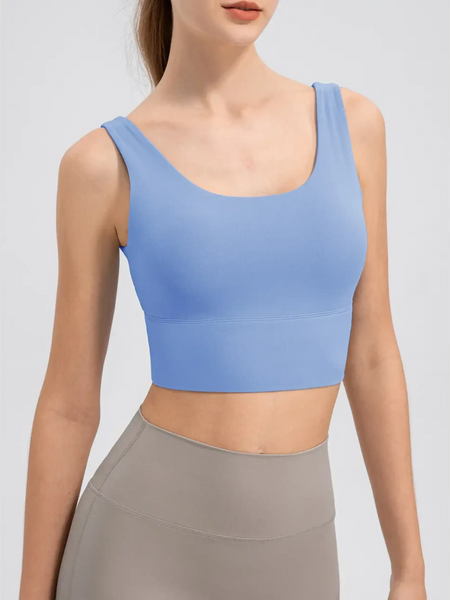 Babe Beachwear blue active tank top designed as a comfortable summer exercise tank for workouts