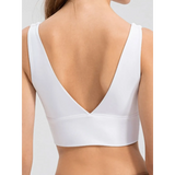 Babe Beachwear white active tank with deep V-back design comfortable summer exercise tank