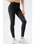 Trendsi black compression slim fit workout pants for women with high waist and side pockets