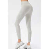 Trendsi white compression slim fit workout pants for women with high waist and side pockets