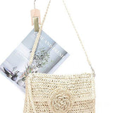 Babe Beachwear convertible straw purse for women with decorative flower and shoulder strap