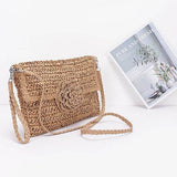 Convertible straw purse for women by Babe Beachwear with woven texture and adjustable strap