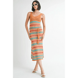 Emory Park crochet dress vacation Florida striped midi dress with tie waist and sleeveless design