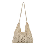 Babe Beachwear Crochet Summer Shoulder bag in beige with braided strap and tassel detail