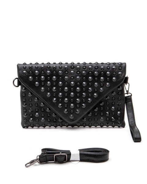 Artini Accessories black cruise wear studded handbag with removable strap and wristlet
