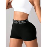 Trendsi cute black athletic shorts for women with high waist and sporty waistband