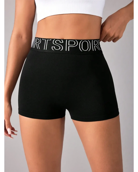 Trendsi cute black athletic shorts for women with sporty waistband and snug fit