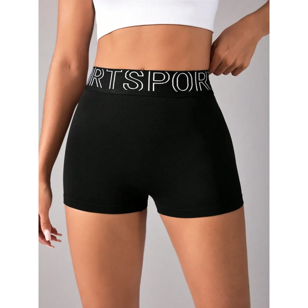 Trendsi cute black athletic shorts for women with sporty waistband and snug fit