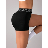 Trendsi cute black athletic shorts for women with high waistband and sporty design