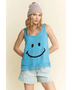 Trendsi sleeveless top with smiley face and fringe hem perfect cute vacation tops for women