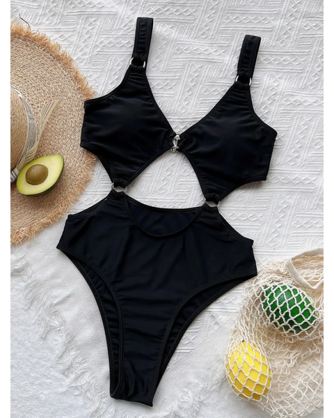 Sexy Flattering Black Plunge One Piece Swimsuit - Beach Babes Beachwear - Fort Lauderdale