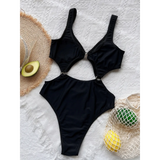 Sexy Flattering Black Plunge One Piece Swimsuit - Beach Babes Beachwear - Fort Lauderdale