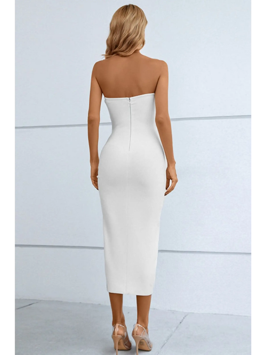 Turn Heads in this Chic Red Strapless Midi Cutout Dress! - Beach Babes Beachwear - Fort Lauderdale