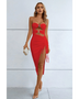 Turn Heads in this Chic Red Strapless Midi Cutout Dress! - Beach Babes Beachwear - Fort Lauderdale