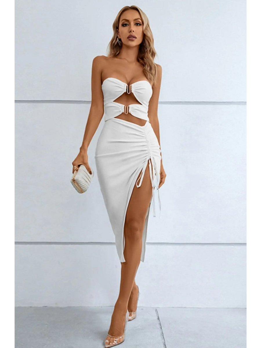 Turn Heads in this Chic Red Strapless Midi Cutout Dress! - Beach Babes Beachwear - Fort Lauderdale
