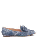 Rag Company women's denim bow loafers in blue with soft fabric and flat sole