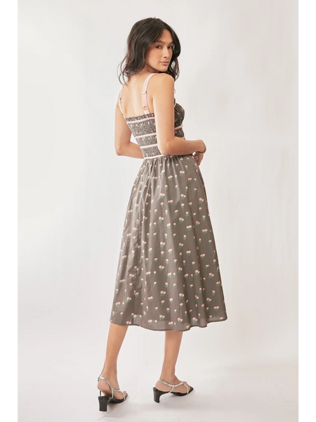 Stunning Mocha Floral Midi Dress - Beach Babes Beachwear - Fort Lauderdale