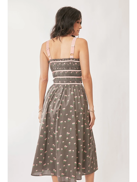Stunning Mocha Floral Midi Dress - Beach Babes Beachwear - Fort Lauderdale