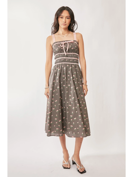 Stunning Mocha Floral Midi Dress - Beach Babes Beachwear - Fort Lauderdale