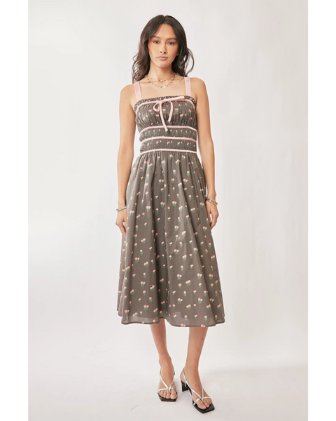 Stunning Mocha Floral Midi Dress - Beach Babes Beachwear - Fort Lauderdale