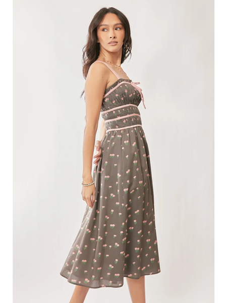 Stunning Mocha Floral Midi Dress - Beach Babes Beachwear - Fort Lauderdale