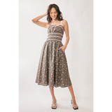 Stunning Mocha Floral Midi Dress - Beach Babes Beachwear - Fort Lauderdale